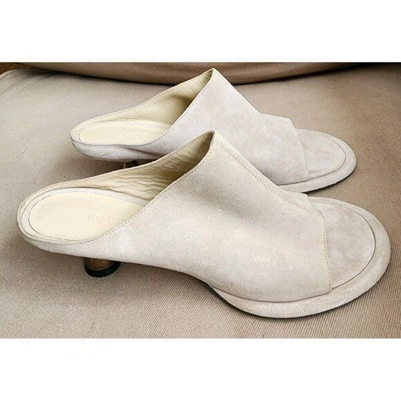 NWOB Khaite Watts Coco Suede Mule Shoes Size 36 / US 6 Conical Kitten Heel - Picture 3 of 9